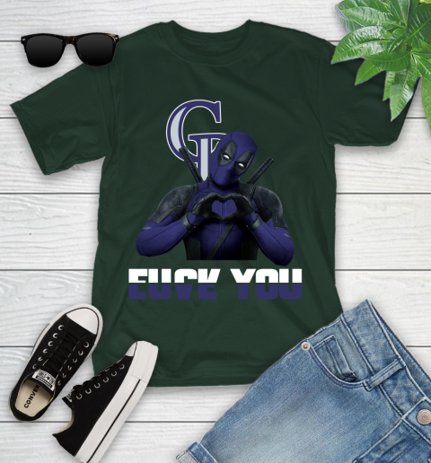 MLB Colorado Rockies Deadpool Love You Fuck You Baseball Sports Youth T-Shirt 5