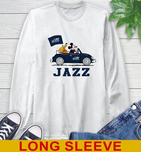 NBA Basketball Utah Jazz Pluto Mickey Driving Disney Shirt Long Sleeve T-Shirt