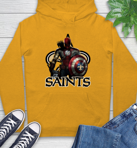 NFL Captain America Thor Spider Man Hawkeye Avengers Endgame Football New Orleans Saints Hoodie 3