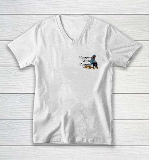 Rappers With Puppies Front and Back V-Neck T-Shirt