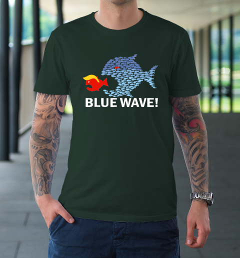 Blue Wave 2024 Funny Big Fish Eat Little Fish Trump Hair T-Shirt 3