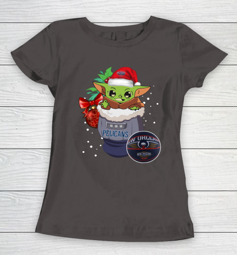 New Orleans Pelicans Christmas Baby Yoda Star Wars Funny Happy NBA Women's T-Shirt 8