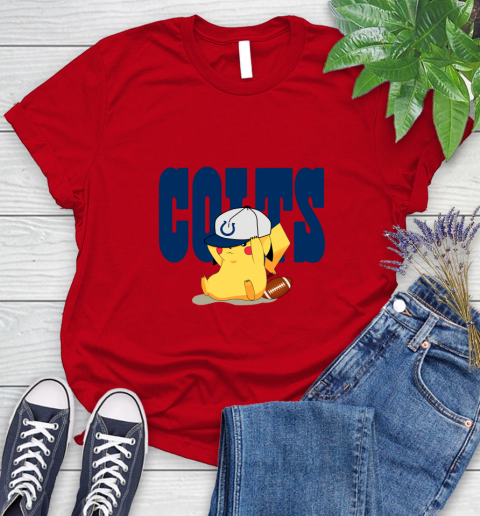 NFL Pikachu Football Sports Indianapolis Colts Women's T-Shirt 9