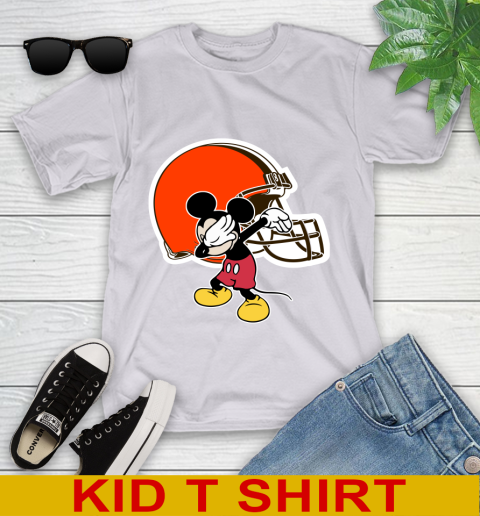 Cleveland Browns NFL Football Dabbing Mickey Disney Sports Youth T-Shirt 5