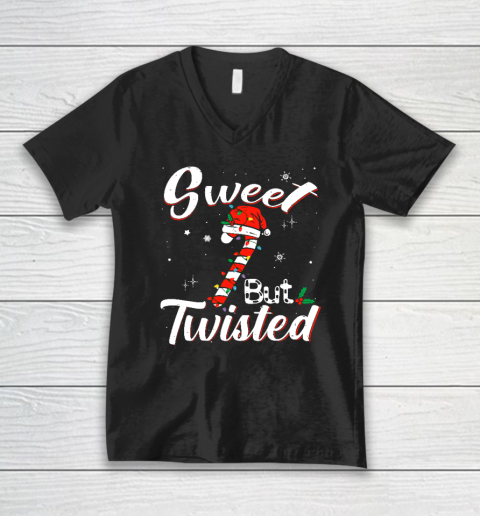 Sweet But Twisted Funny Christmas Candy Cane Xmas Holiday V-Neck T-Shirt