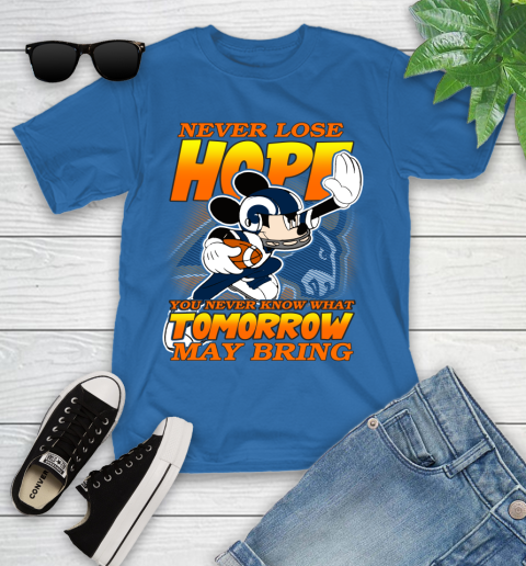Los Angeles Rams NFL Football Mickey Disney Never Lose Hope Youth T-Shirt 12