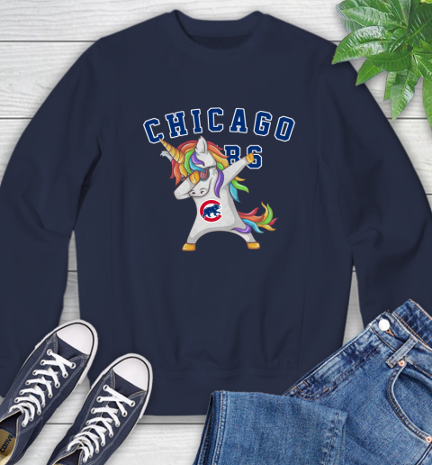 Chicago Cubs MLB Baseball Funny Unicorn Dabbing Sports Sweatshirt 3