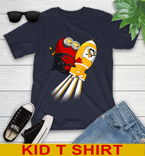 NHL Hockey Pittsburgh Penguins Deadpool Minion Marvel Shirt Youth T-Shirt 2