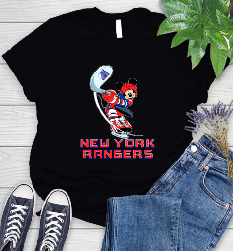 NHL Hockey New York Rangers Cheerful Mickey Mouse Shirt Women's T-Shirt