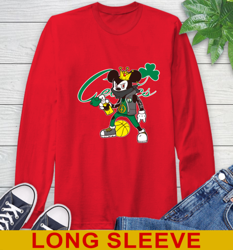 Boston Celtics NBA Basketball Mickey Peace Sign Sports Long Sleeve T-Shirt 10