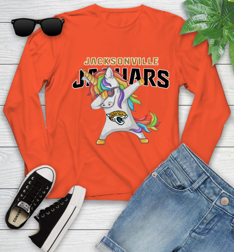 Jacksonville Jaguars NFL Football Funny Unicorn Dabbing Sports Youth Long Sleeve 4