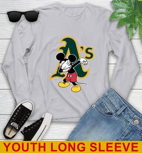 Oakland Athletics MLB Baseball Dabbing Mickey Disney Sports Youth Long Sleeve 6