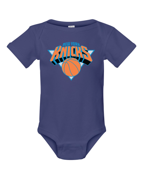 jbwh custom nba new york knicks logo short sleeve baby infant rib bodysuit 4400 105 front royal