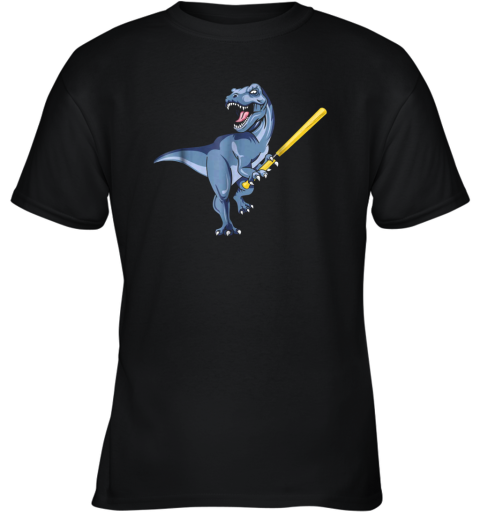 Dinosaur Baseball Shirt October Bat Ball Park Kid TRex Gift Youth T-Shirt