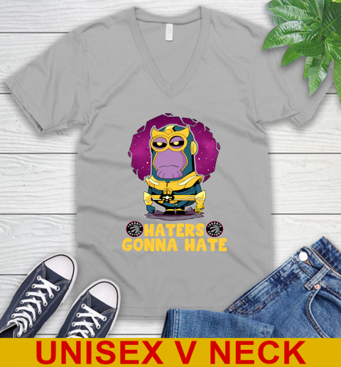 NBA Basketball Toronto Raptors Haters Gonna Hate Thanos Minion Marvel Shirt V-Neck T-Shirt - Image 5