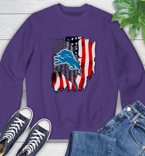 Detroit Lions NFL Football American Flag Sweatshirt 4