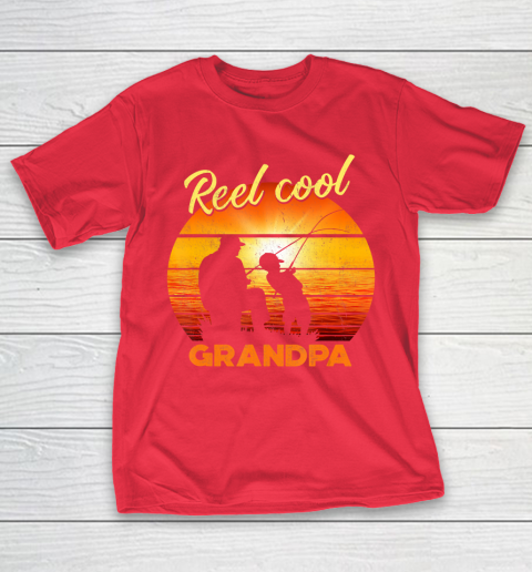GrandFather gift shirt Vintage Fishing Reel Cool Grandpa Gift Fathers Mothers T Shirt T-Shirt 19