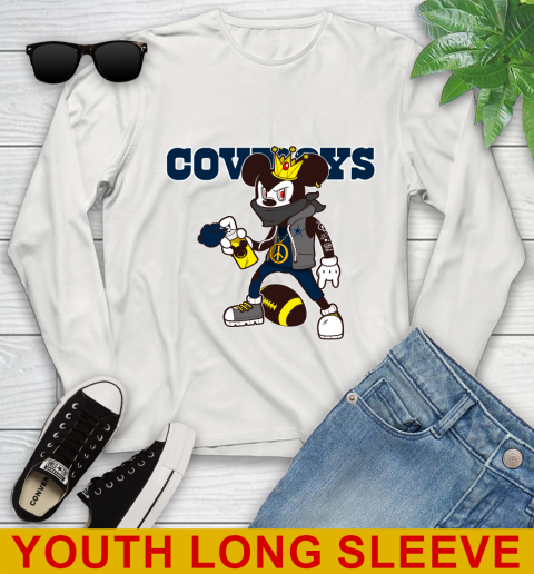 Dallas Cowboys NFL Football Mickey Peace Sign Sports Youth Long Sleeve 12