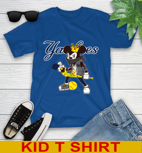 New York Yankees MLB Baseball Mickey Peace Sign Sports Youth T-Shirt 9