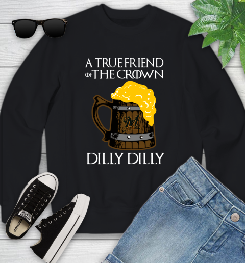 MLB Milwaukee Brewers A True Friend Of The Crown Game Of Thrones Beer Dilly Dilly Baseball Youth Sweatshirt