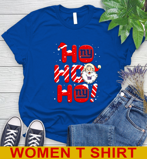 New York Giants NFL Football Ho Ho Ho Santa Claus Merry Christmas Shirt Women's T-Shirt 10