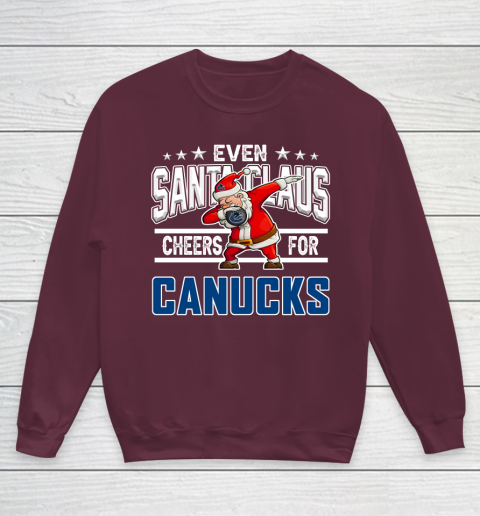 Vancouver Canucks Even Santa Claus Cheers For Christmas NHL Youth Sweatshirt 4