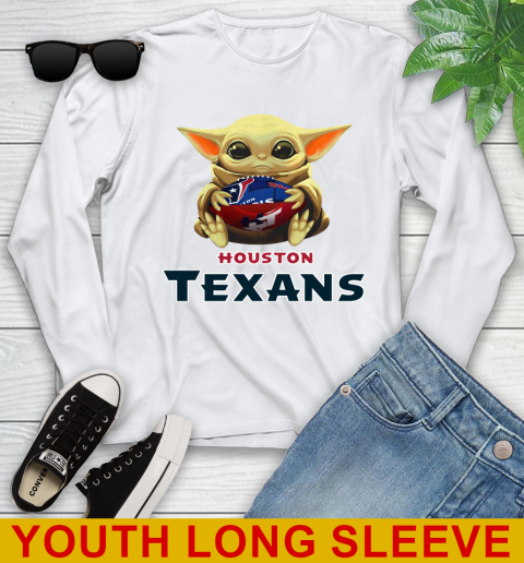 NFL Football Houston Texans Baby Yoda Star Wars Shirt Youth Long Sleeve