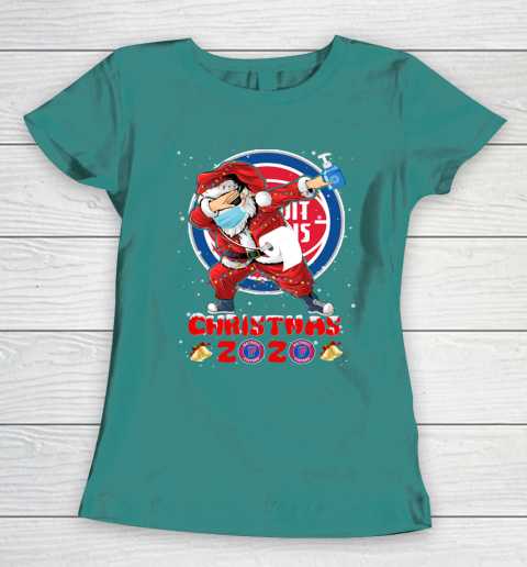 Detroit Pistons Funny Santa Claus Dabbing Christmas 2020 NBA Women's T-Shirt 10