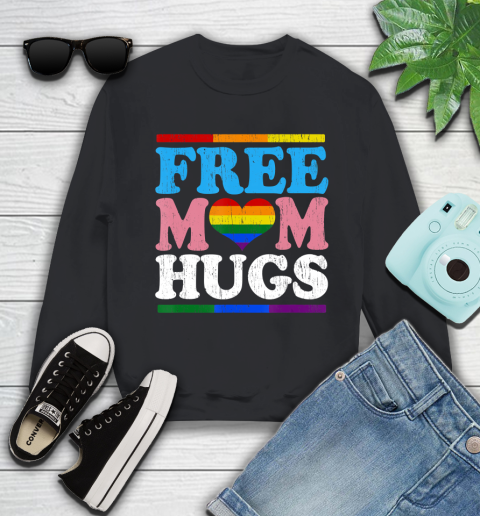 Nurse Shirt Vintage Free Mom Hugs rainbow Transgender Heart LGBT Pride T Shirt Sweatshirt