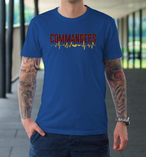 Vintage Commanders' Heart Beat Distressed Sports Spirit T-Shirt 7