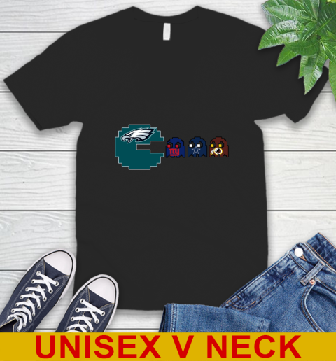 Philadelphia Eagles NFL Football Pac Man Champion V-Neck T-Shirt 3 Philadelphia Eagles NFL Football Pac Man Champion V-Neck T-Shirt - Image 3