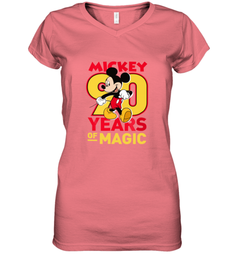 4zyf mickey 90 years of magic disney women v neck t shirt 39 front coral