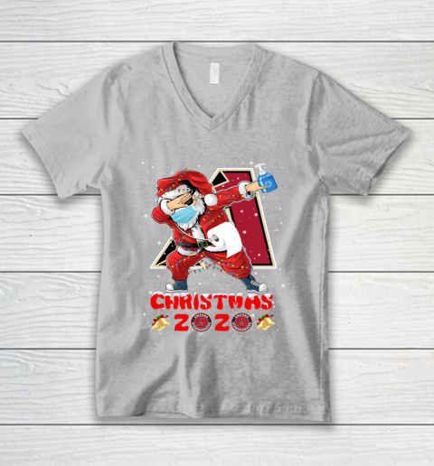 Arizona Diamondbacks Funny Santa Claus Dabbing Christmas 2020 MLB V-Neck T-Shirt 3