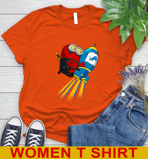 NFL Football Detroit Lions Deadpool Minion Marvel Shirt Women's T-Shirt 3