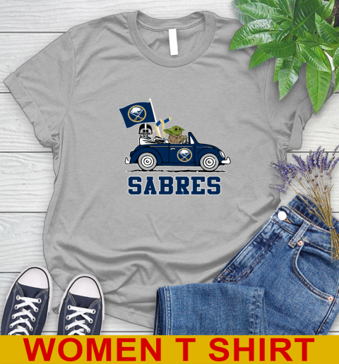 NHL Hockey Buffalo Sabres Darth Vader Baby Yoda Driving Star Wars Shirt Women's T-Shirt 5