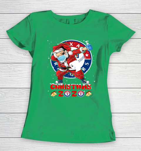 Texas Rangers Funny Santa Claus Dabbing Christmas 2020 MLB Women's T-Shirt 5
