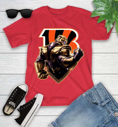 NFL Thanos Avengers Endgame Football Sports Cincinnati Bengals Youth T-Shirt 10