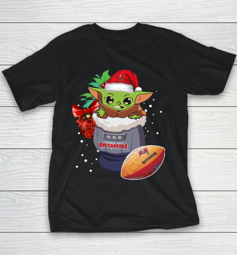 Tampa Bay Buccaneers Christmas Baby Yoda Star Wars Funny Happy NFL Youth T-Shirt 2