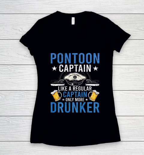 Pontoon Captain Like A Regular Drunker Drinking Boat Gift Women's V-Neck T-Shirt