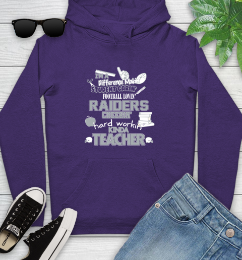 Oakland Raiders NFL I'm A Difference Making Student Caring Football Loving Kinda Teacher Youth Hoodie 5