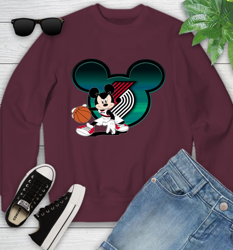 NBA Portland Trail Blazers Mickey Mouse Disney Basketball Youth Sweatshirt 5