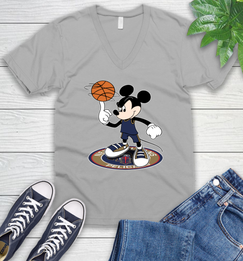 NBA Basketball New Orleans Pelicans Cheerful Mickey Disney Shirt V-Neck T-Shirt 4