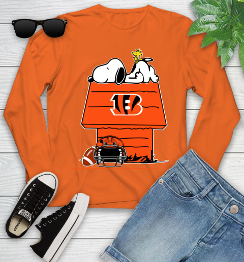 Cincinnati Bengals NFL Football Snoopy Woodstock The Peanuts Movie Youth Long Sleeve 4