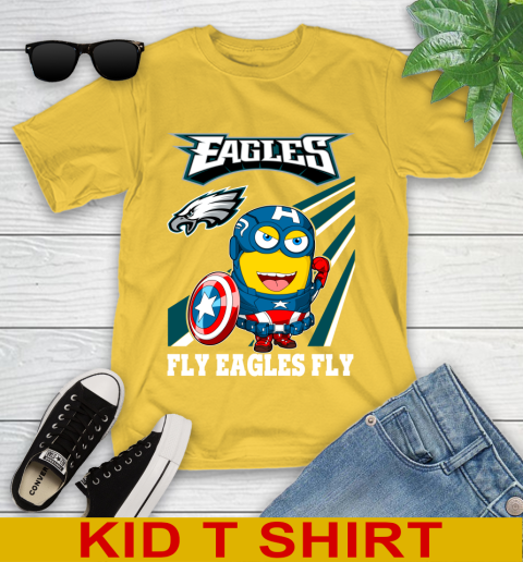 NFL Football Philadelphia Eagles Captain America Marvel Avengers Minion Shirt Youth T-Shirt 9