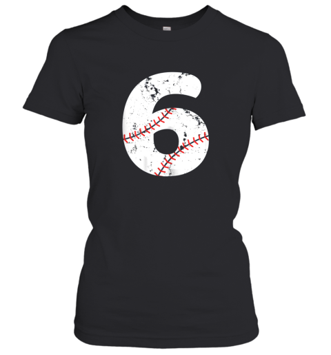 Number #6 BASEBALL Vintage Distressed Team Women's T-Shirt