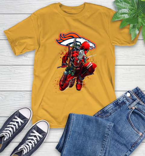NFL Deadpool Marvel Comics Sports Football Denver Broncos T-Shirt 3