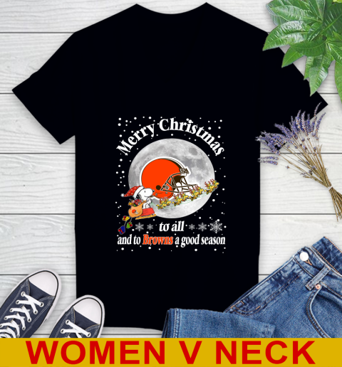 Cleveland Browns Merry Christmas To All And To Browns A Good Season NFL Football Sports Women's V-Neck T-Shirt