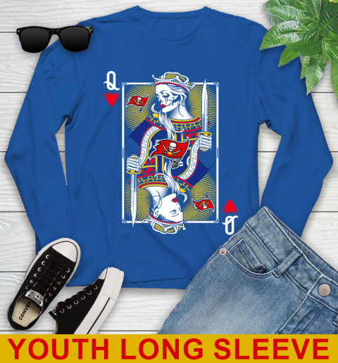 NFL Football Tampa Bay Buccaneers The Queen Of Hearts Card Shirt Youth Long Sleeve 10
