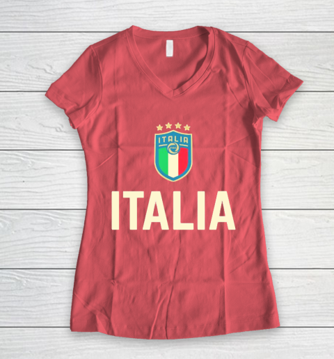 Italy Soccer Jersey 2020 2021 Euros Italia Football Team Women's V-Neck T-Shirt 4