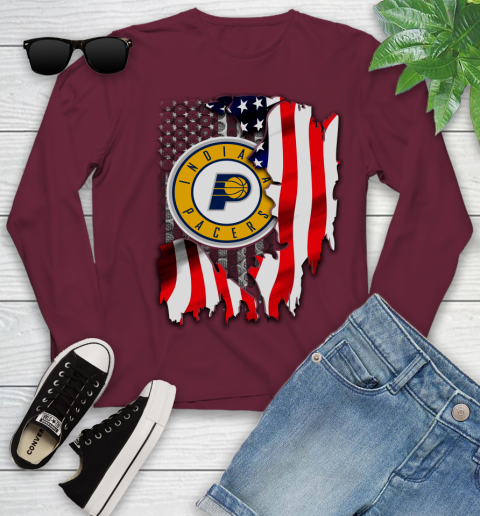 Indiana Pacers NBA Basketball American Flag Youth Long Sleeve - Image 7
